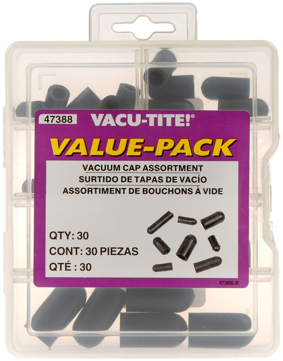 30 Piece Vacuum Cap Assortment Value Pack - Dorman# 47388