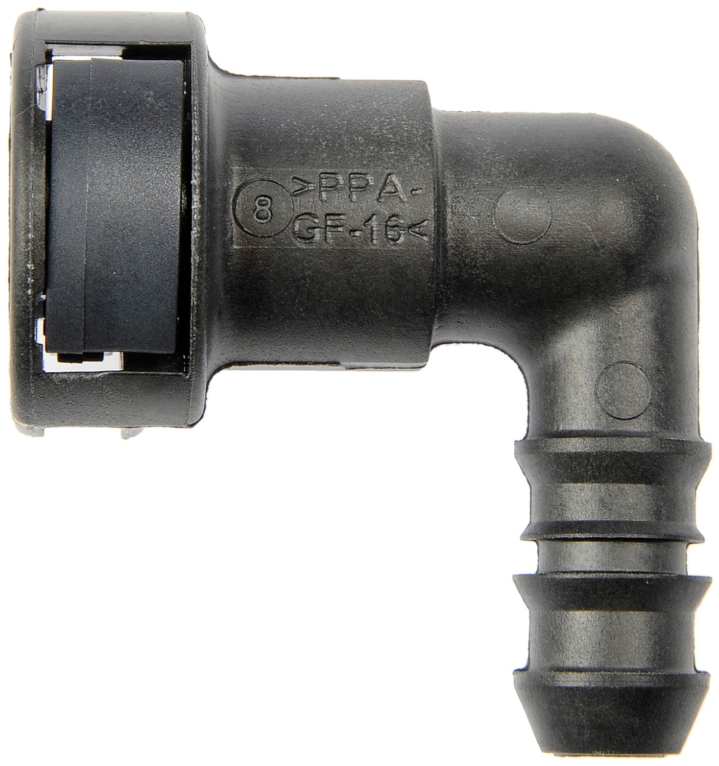 FUEL LINE RETAINING CLIP 3/8" STEEL TO 3/8" NYLON W/ 90deg BEND, Dorman# 800-125