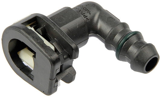 FUEL LINE CONNECTOR 5/16" STEEL TO 3/8" NYLON W/ 90 Deg BEND - Dorman# 800-138