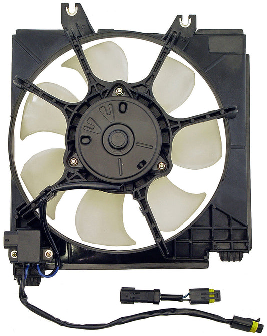 Right A/C Condenser Radiator Fan Assm. (Dorman 620-006) w/ Shroud, Motor & Blade