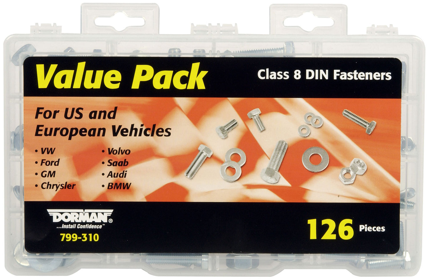 Metric Class 8 DIN Hardware Value Pack- 16 Sku's- 126 Pieces - Dorman# 799-310