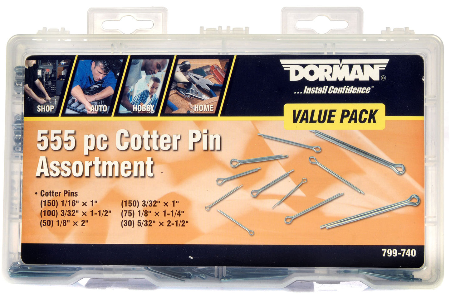 Cotter Pin Value Pack- 6 Sku's- 555 Pieces - Dorman# 799-740