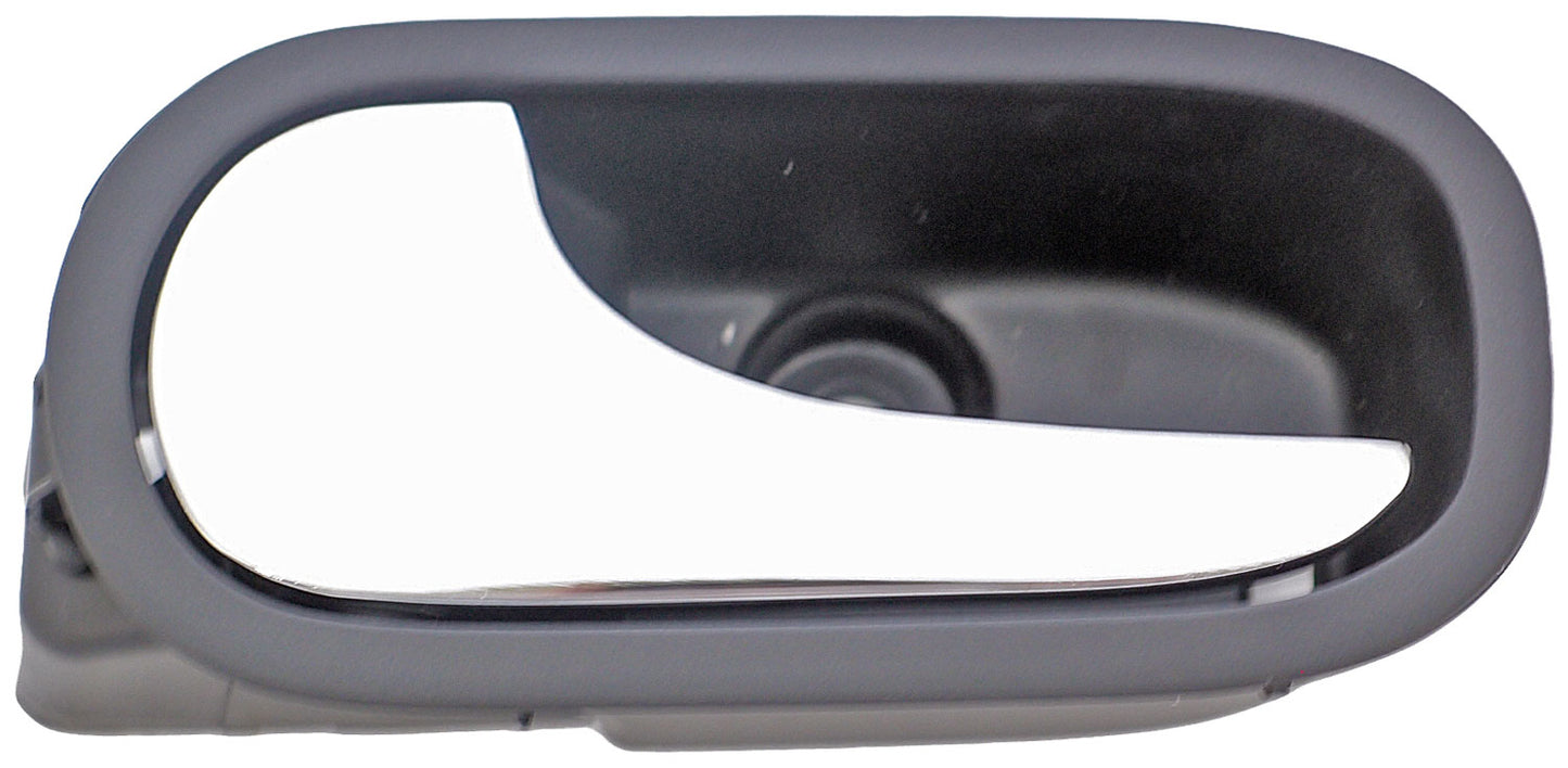 New Interior Door Handle, Rear Left, Chrome Lever Black Housing - Dorman 82633