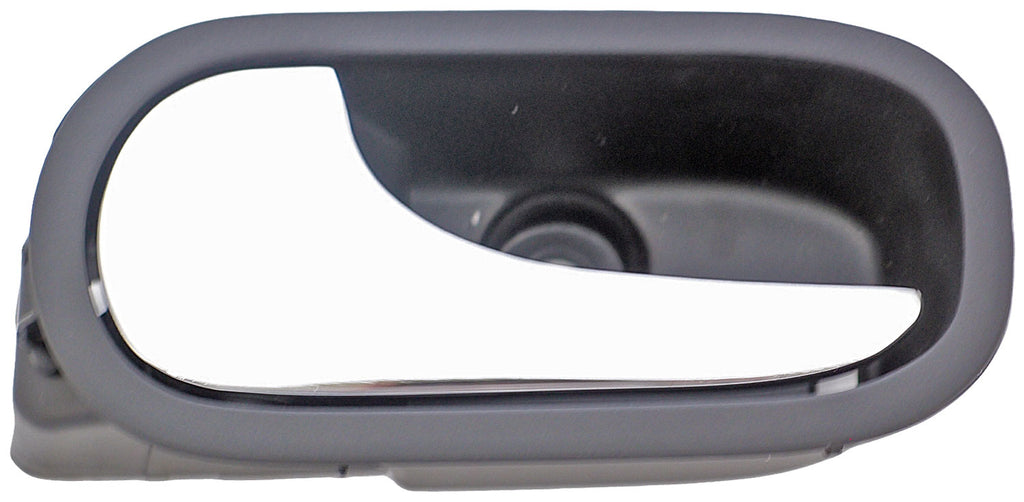 New Interior Door Handle, Rear Left, Chrome Lever Black Housing - Dorman 82633
