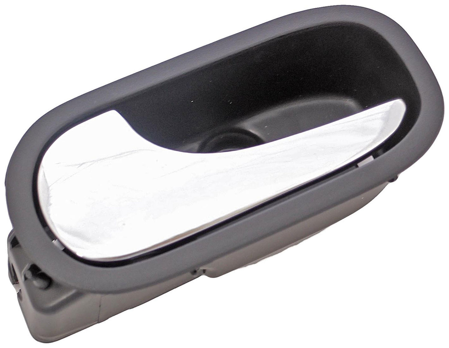 New Interior Door Handle, Rear Left, Chrome Lever Black Housing - Dorman 82633