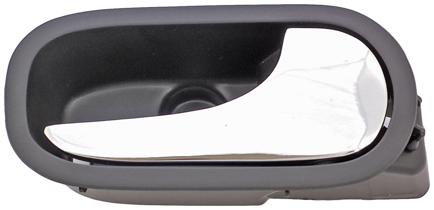 New Interior Door Handle, Rear Right, Chrome Lever Black Housing - Dorman 82634
