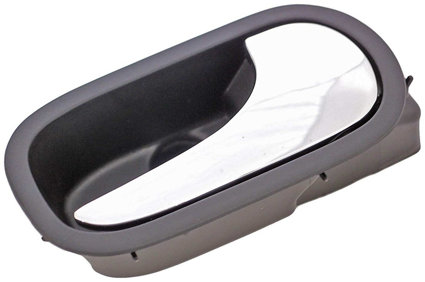 New Interior Door Handle, Rear Right, Chrome Lever Black Housing - Dorman 82634