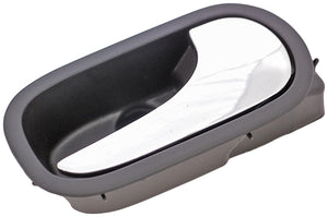 New Interior Door Handle, Rear Right, Chrome Lever Black Housing - Dorman 82634