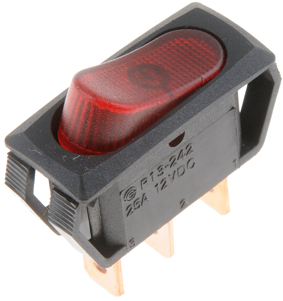 Black Body/Red Rectangle Rocker Switch - Dorman# 84830