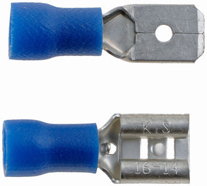 16-14 Gauge Male/Female Set Bullet Terminal, .250 In., Blue - Dorman# 85449