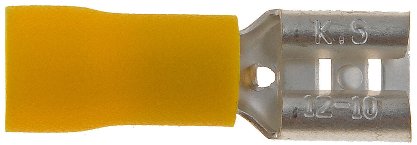 12-10 Gauge Female Slide Disconnect Terminal, .250 In., Yellow - Dorman# 638-257
