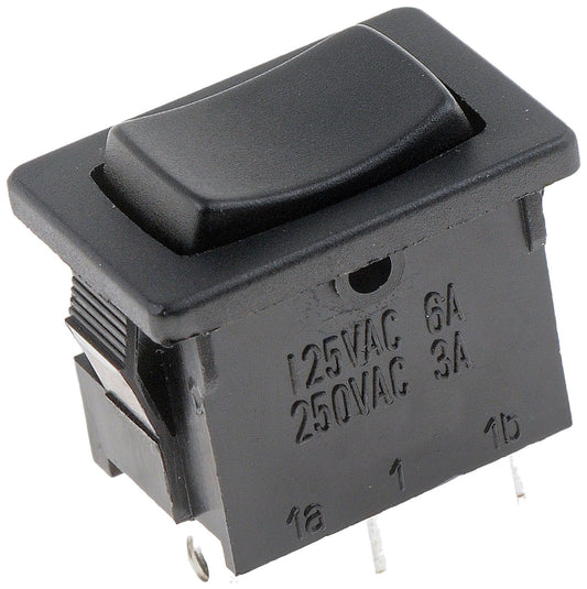 On-Off-On Mini Non-Glow Black Rectangular Style - 10 Amp Switch - Dorman# 85969
