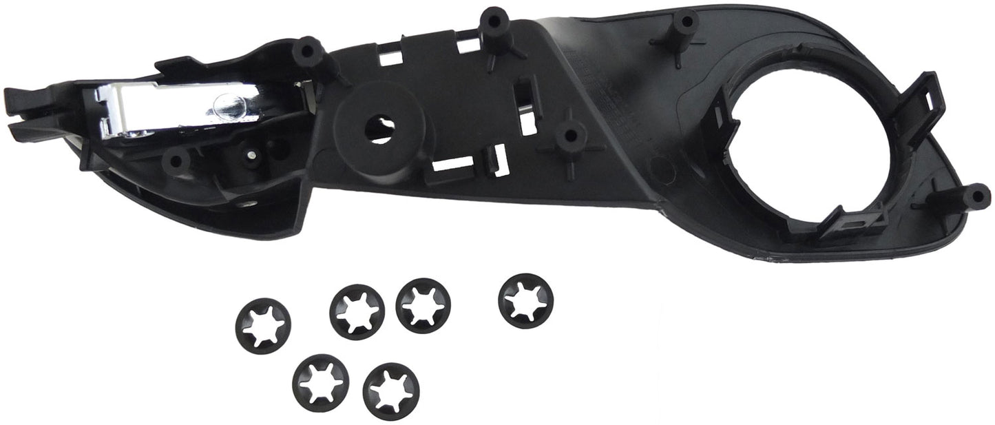 Int Door Handle Front Left w/ Hole Kit Chrome Lever Black Housing - Dorman 88583