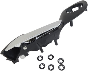 Int Door Handle Front Left w/ Hole Kit Chrome Lever Black Housing - Dorman 88583