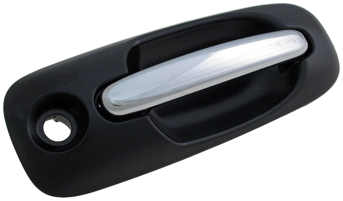 Ext Door Handle Front Right w/ Keyhole Chrome Lever Black Housing - Dorman 93608
