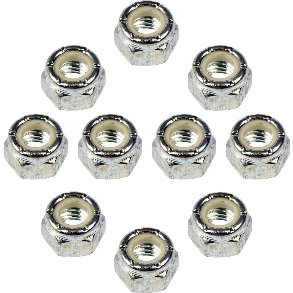 10 Hex Lock Nuts With Nylon Ring - Grade 2 Thread Size 7/8-9 In. Dorman 250-018