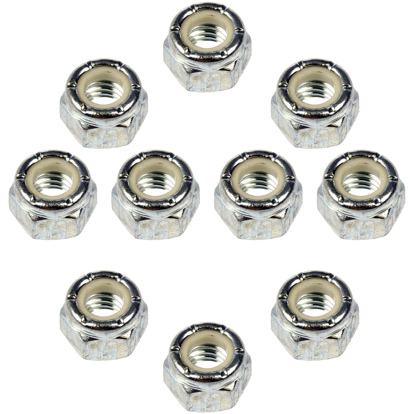 10 Hex Lock Nuts With Nylon Ring-Grade 2- Thread Size: 1/8 In. (Dorman #250-019)