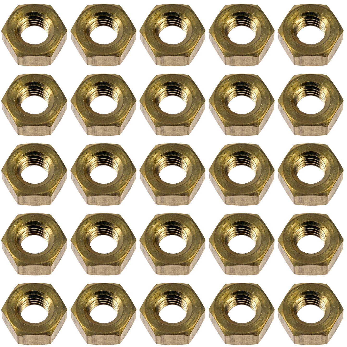 25 Hex Nuts - Metric Brass - M10-1.5x65 - Hex 13.85 mm (Dorman #680-155)