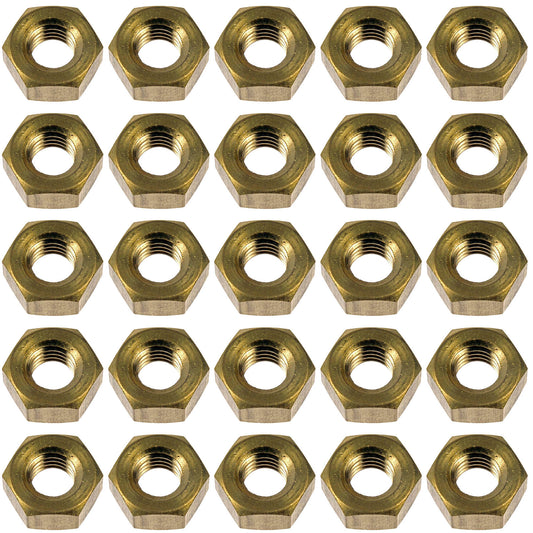 25 Hex Nuts - Metric Brass - M10-1.5x65 - Hex 13.85 mm (Dorman #680-155)