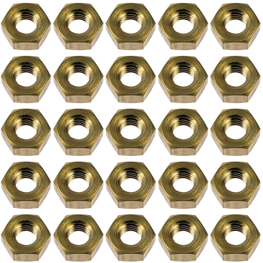 25 Hex Nuts - Metric Brass - M10-1.5x65 - Hex 13.85 mm (Dorman #680-155)