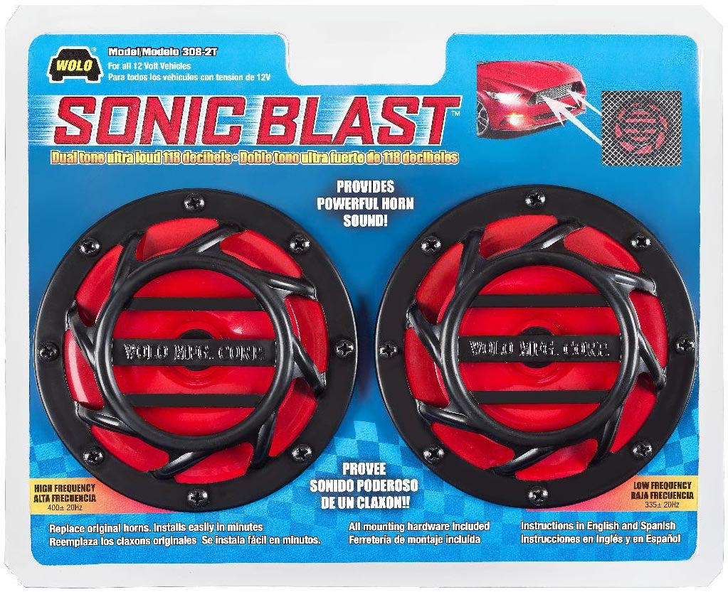 Wolo Sonic Blast Horn Dual Tone, Ultra Loud, 118 Decibels - Model 308-2T