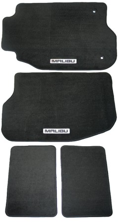 New OEM Deluxe Five Pce Carpeted Front & Rear Mat for 08-12 Malibu w/LOGO Ebony