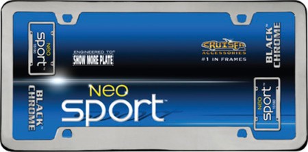 Neo Sport License Plate Frame, Black Chrome - Cruiser# 15180