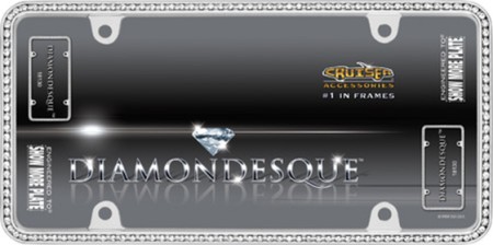Diamondesque License Plate Frame, Chrome/Clear - Cruiser# 18130