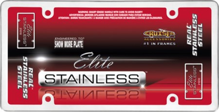 Elite Stainless License Plate Frame, Stainless Steel - Cruiser# 21010