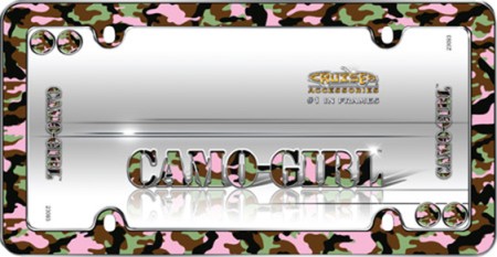 Camo-Girl License Plate Frame, Chrome w/fastener caps - Cruiser# 23093