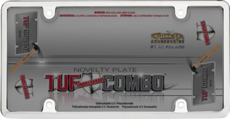 Chrome/SmokeTuf Combo License Plate Frame & Bubble Shield - Cruiser# 62032