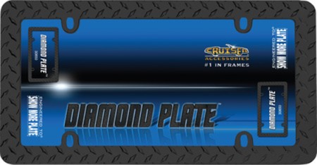 Diamond Plate License Plate Frame, Matte Black - Cruiser# 30850