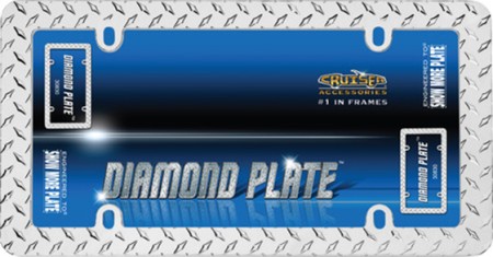 Diamond Plate License Plate Frame, Chrome - Cruiser# 30830