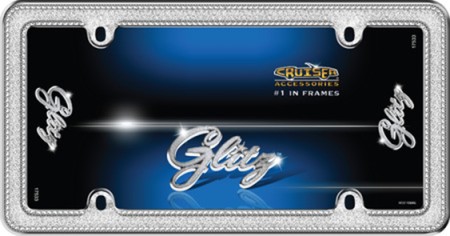 Glitz License Plate Frame, Chrome/Silver/Clear - Cruiser# 17533