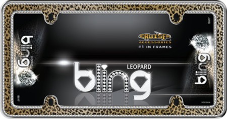 Leopard Bling License Plate Frame, Chrome/Gold/Black/Clear - Cruiser# 18517