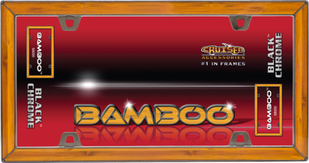 One New Bamboo/Black Chrome "Bamboo" License Plate Frame - Cruiser# 58000