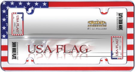 USA Flag License Plate Frame, Chrome - Cruiser# 23003