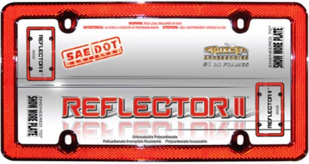 Red Reflector II License Plate Frame, Red/Chrome - Cruiser# 30436