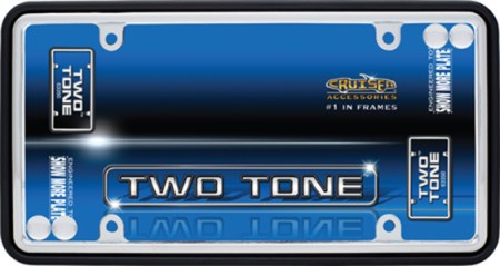Two Tone License Plate Frame, Chrome/Black w/fastener caps - Cruiser# 63350