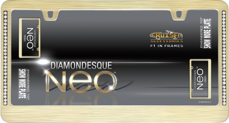 One New Gold "Neo Diamondesque" License Plate Frame - Cruiser# 15001