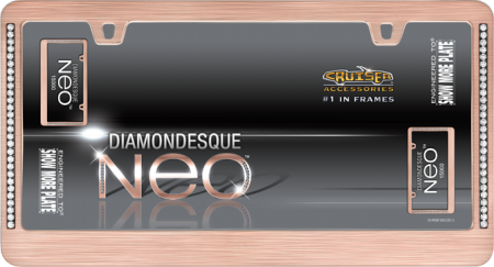 One New Rose Gold "Neo Diamondesque" License Plate Frame - Cruiser# 15000