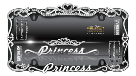Princess License Plate Frame, Chrome/Black - Cruiser# 22635