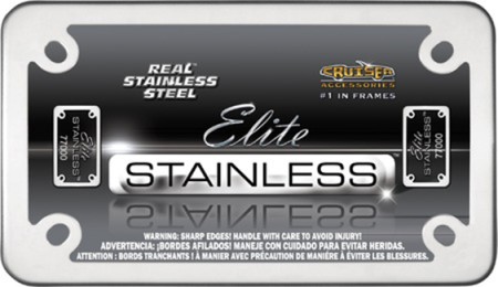 MC Elite Stainless License Plate Frame, Stainless Steel - Cruiser# 77000
