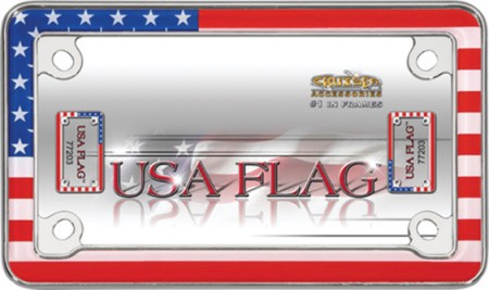 MC USA Flag License Plate Frame, Chrome - Cruiser# 77203