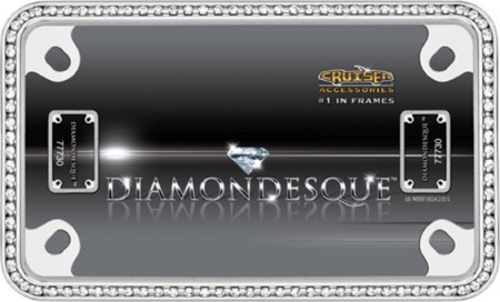 MC Diamondesque License Plate Frame, Chrome/Clear - Cruiser# 77730