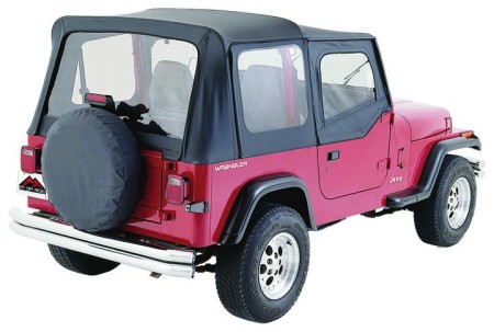 One New Complete Soft Top, Black Denim - Crown CT20015 87-95 Jeep Wrangler YJ