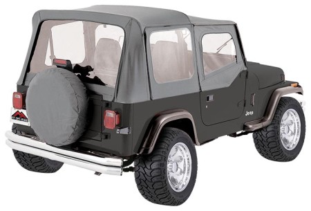 One New Complete Soft Top, Grey Denim - Crown# CT20009 87-95 Jeep Wrangler YJ