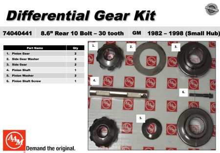 OEM Spider Gear Kit - 74040441Fits 90-98 Rear Axle 30Tooth Silverado Sierra S10