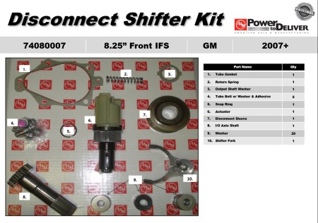 OEM Disconnect Shifter Kit - 74080007 Front Axle 8.25" 07-12 Silverado Tahoe