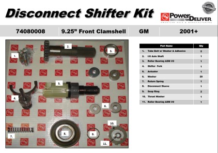 OEM Disconnect Shifter Kit - 74080008 9.25 Front Axle 1-12 Silverado Tahoe